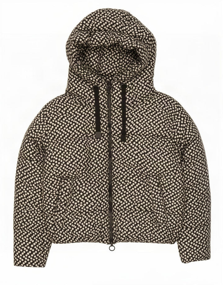 Giacca imbottita oversize con cappuccio da donna Zara UK 10 piccola a pois neri