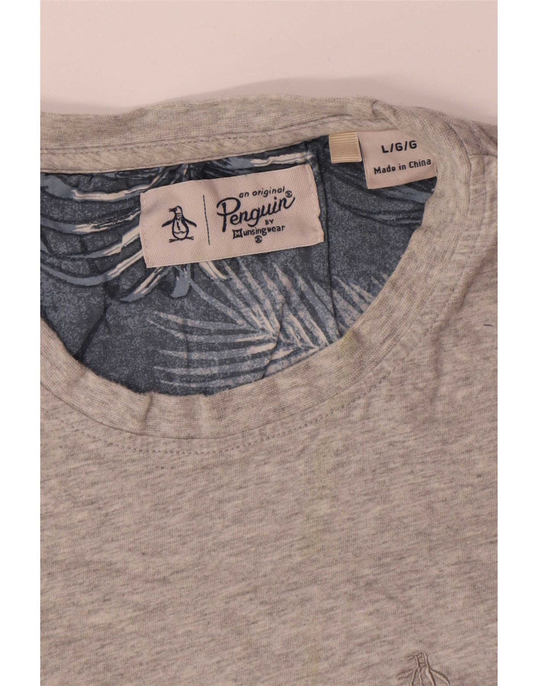 T-shirt da uomo Penguin Top grande in cotone grigio