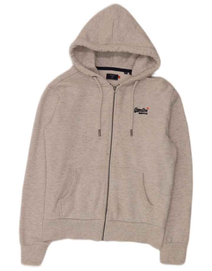 Maglione con cappuccio e zip da uomo Superdry in cotone grigio medio