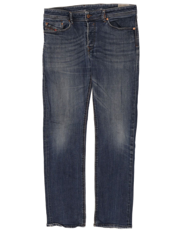 Jeans dritti regolari Waykee da uomo Diesel W33 L34 cotone blu