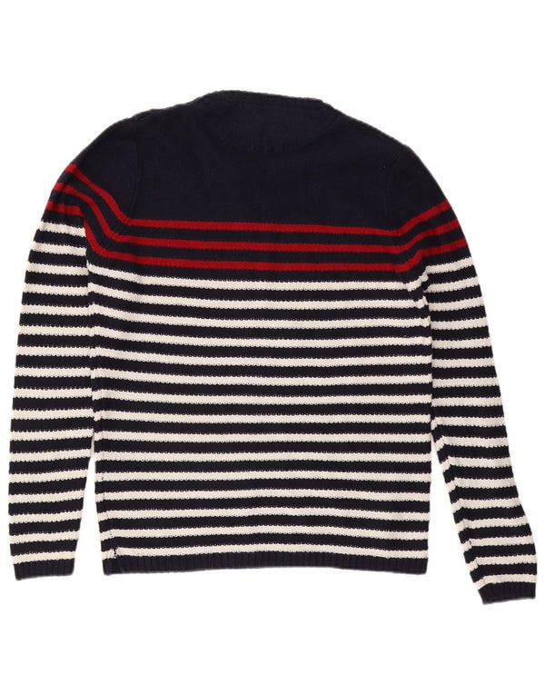 Maglione maglione girocollo da uomo Zara XL in cotone a righe blu navy