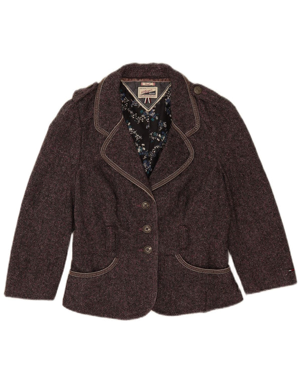 Giacca blazer militare con maniche a 3/4 da donna Tommy Hilfiger UK 10 piccola viola