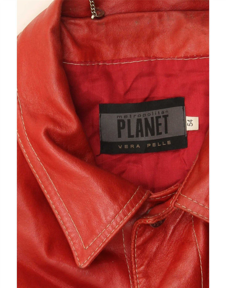 Giacca in pelle da uomo Planet IT 54 2XL Rossa