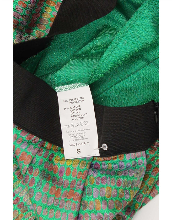 Minigonna vintage da donna piccola W24 poliestere maculato verde