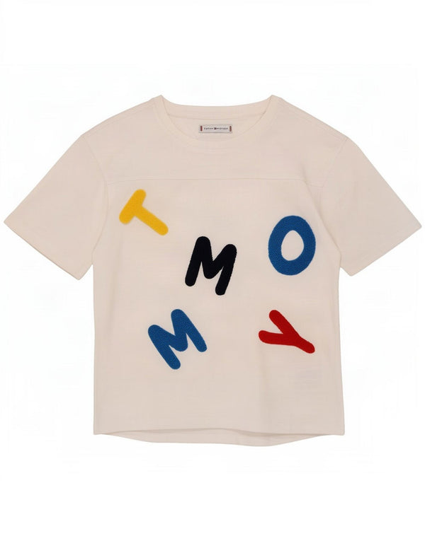 T-shirt grafica per ragazzi Tommy Hilfiger Top 9-10 anni in cotone bianco