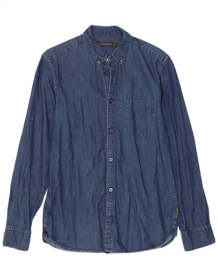 Camicia da uomo French Connection piccola blu cotone