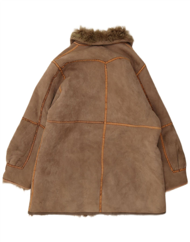Cappotto in shearling da donna VINTAGE UK 16 grande marrone
