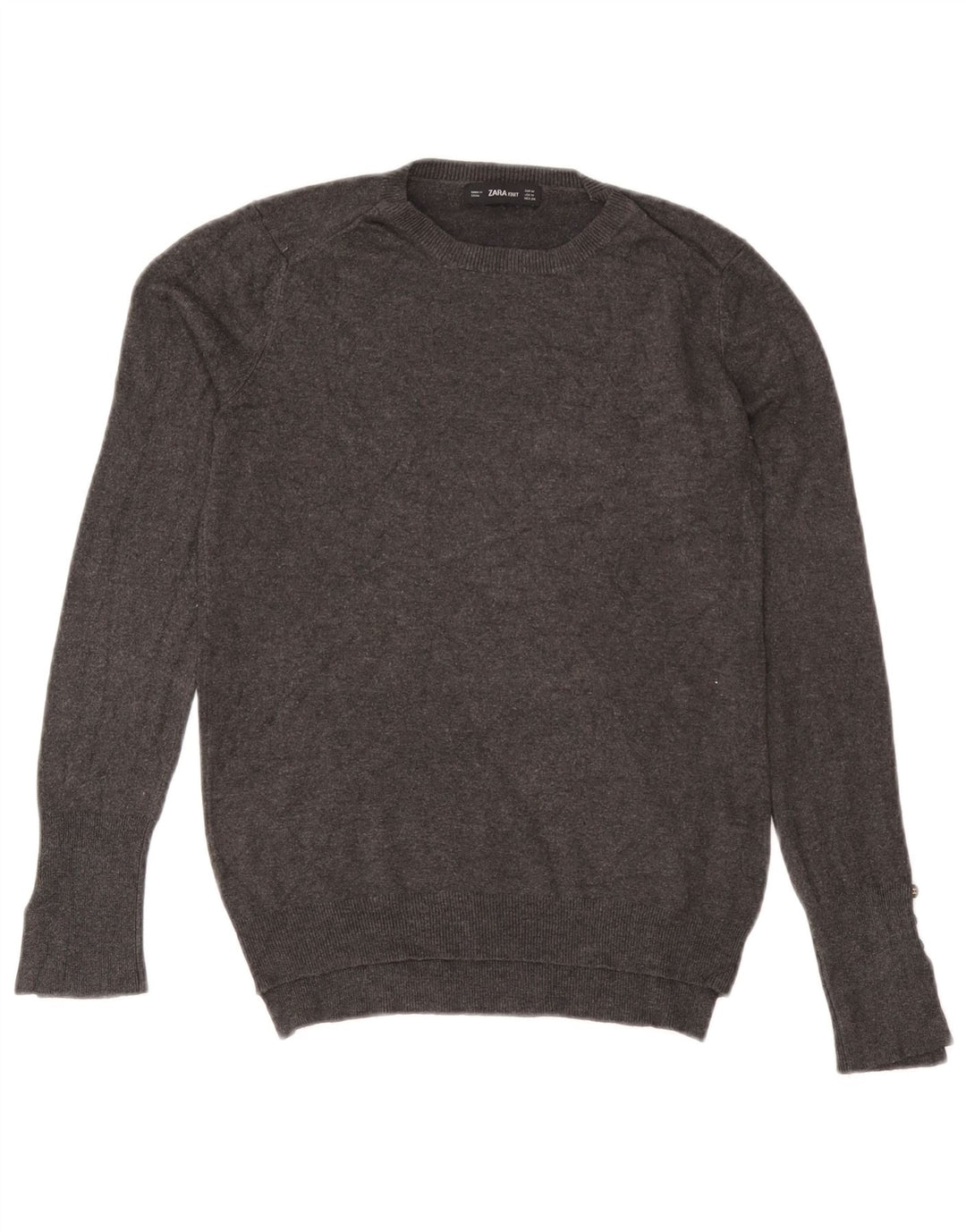 Maglione maglione girocollo da donna Zara UK 12 Viscosa screziata grigio medio