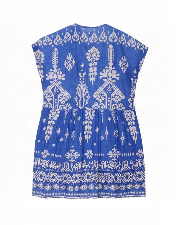 Abito caftano da donna Zara UK 14 Blu medio Paisley