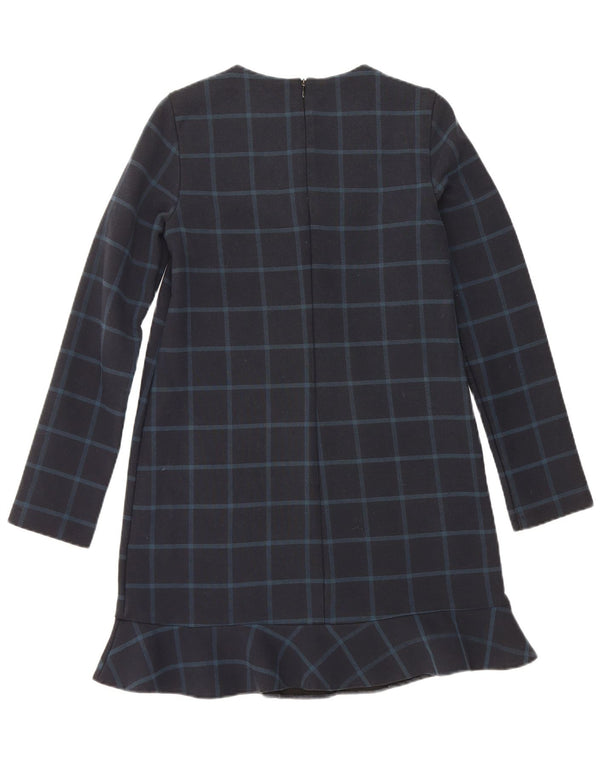 Abito a trapezio a maniche lunghe da donna Zara UK 10 piccolo quadretto blu navy