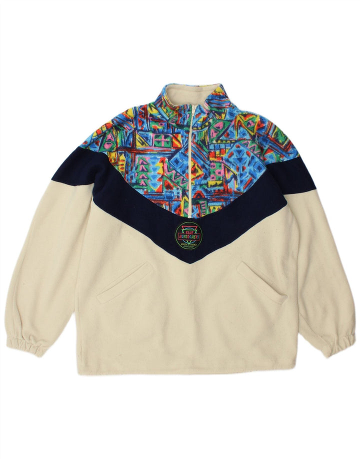 MONTGOMERY Maglione in pile da uomo con zip e collo grande multicolore a blocchi di colore