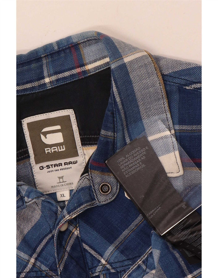 Camicia in flanella da uomo G-Star XL in cotone scozzese blu