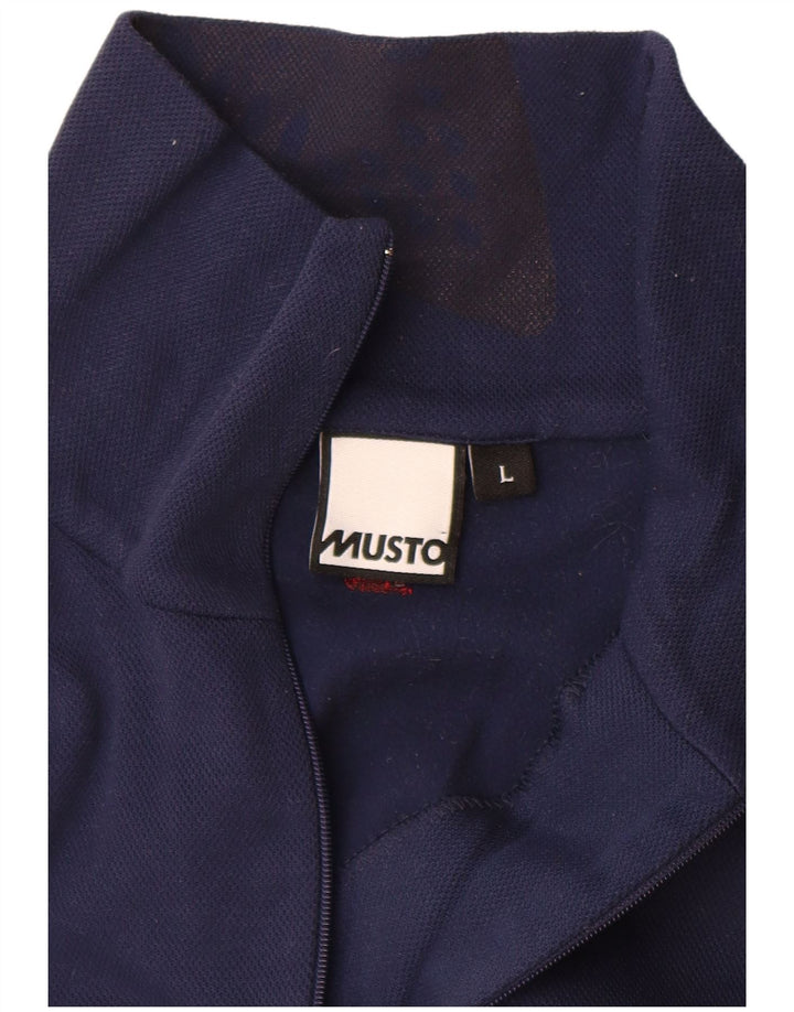 Musto Mens Zip Neck Pullover Tuta Top Large Blu Navy Colourblock