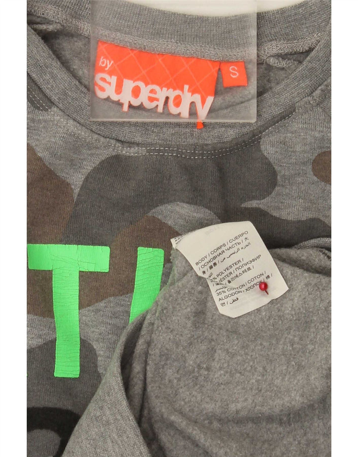 Felpa da uomo con vestibilità regolare grafica Superdry, piccola grigia mimetica