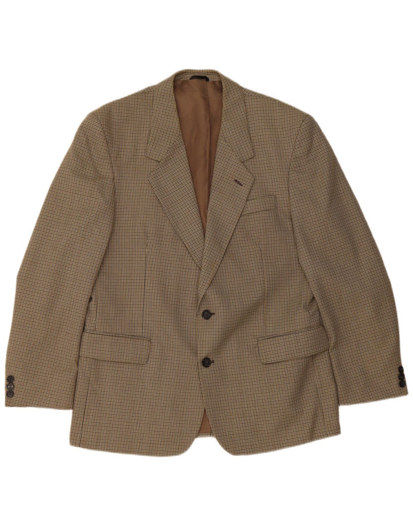 Giacca blazer da uomo a 2 bottoni Bersani UK 40 grande poliestere pied de poule marrone