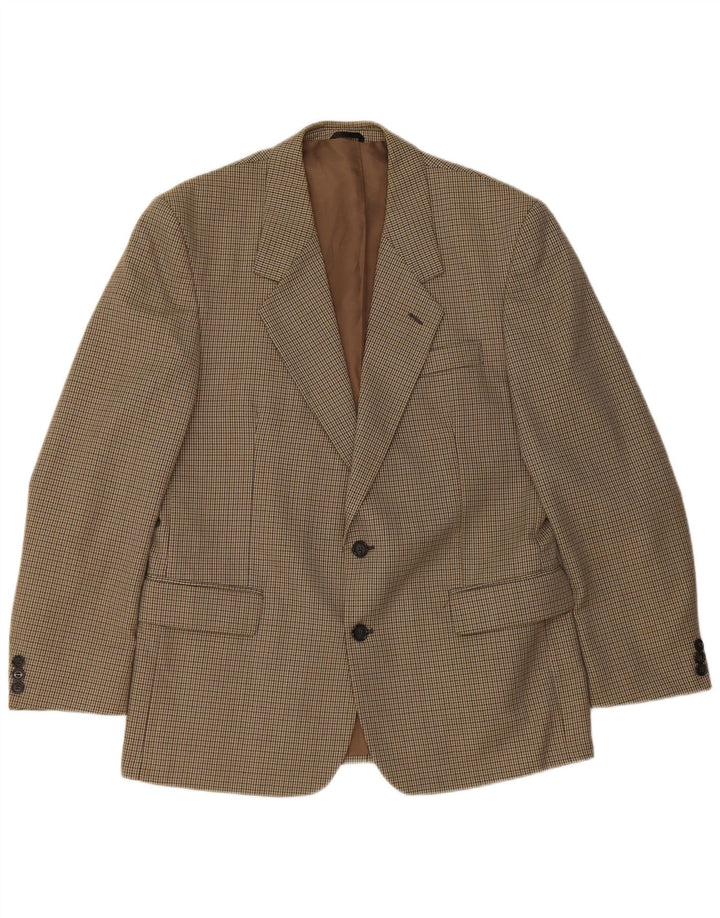 Giacca blazer da uomo a 2 bottoni Bersani UK 40 grande poliestere pied de poule marrone