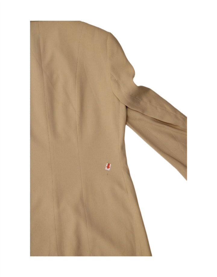 VINTAGE Womens 4 Button Blazer Jacket UK 10 Small Beige Viscose Vintage Vintage and Second-Hand Vintage from Messina Hembry 