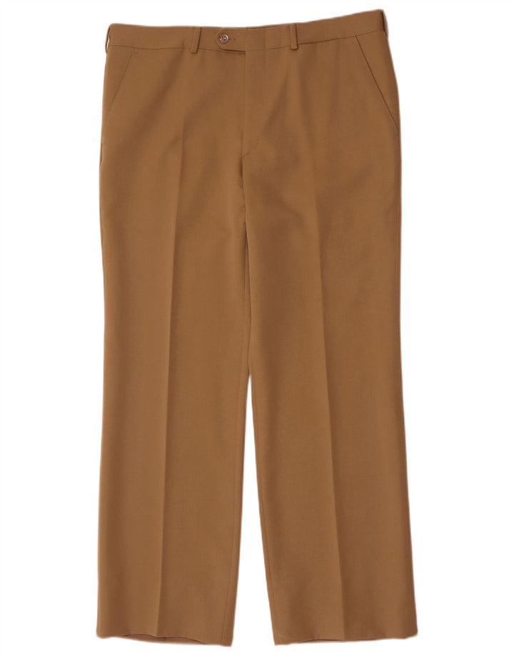 Pantaloni da abito dritti vintage da uomo W36 L30 Beige