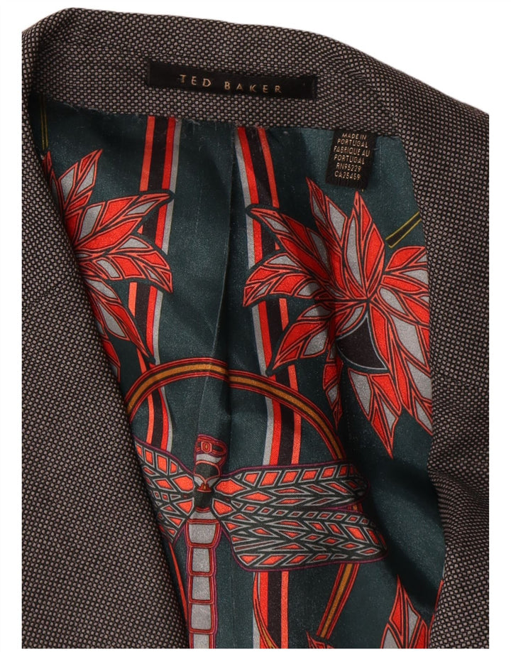 Giacca blazer da uomo a 2 bottoni vestibilità regolare Ted Baker UK 44 2XL Lana grigia