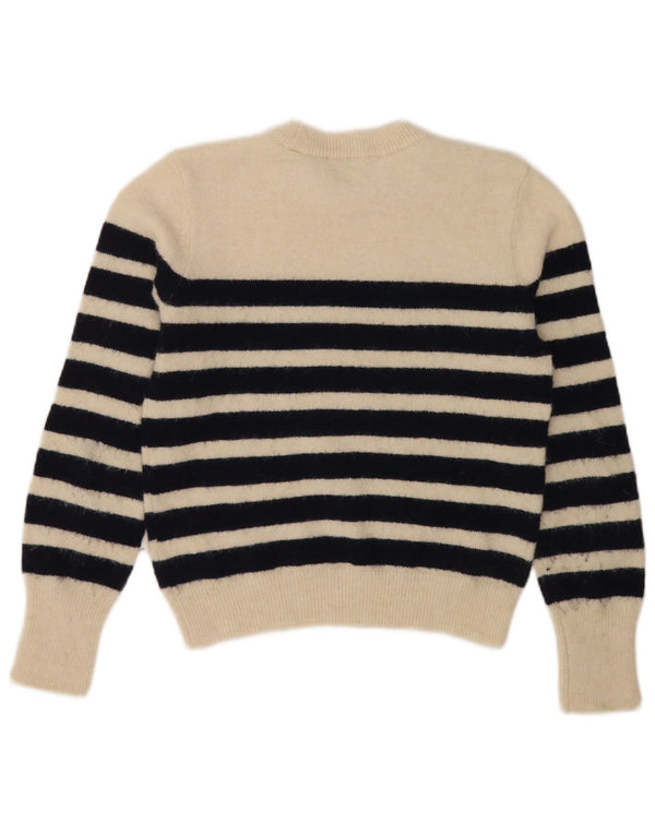 Maglione corto girocollo da donna Zara UK 14 a righe grandi bianche
