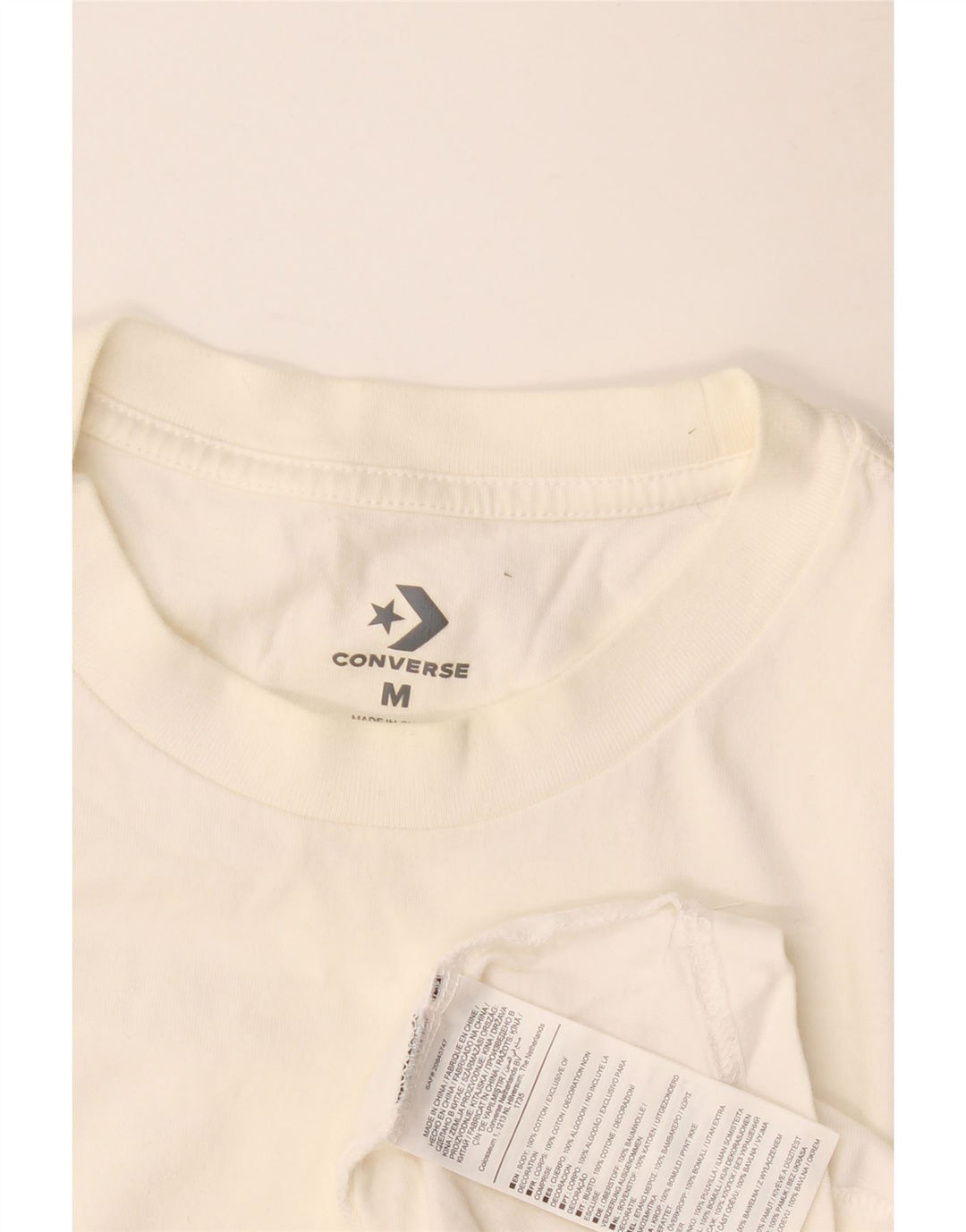 Converse Top grafico da uomo a maniche lunghe in cotone bianco medio