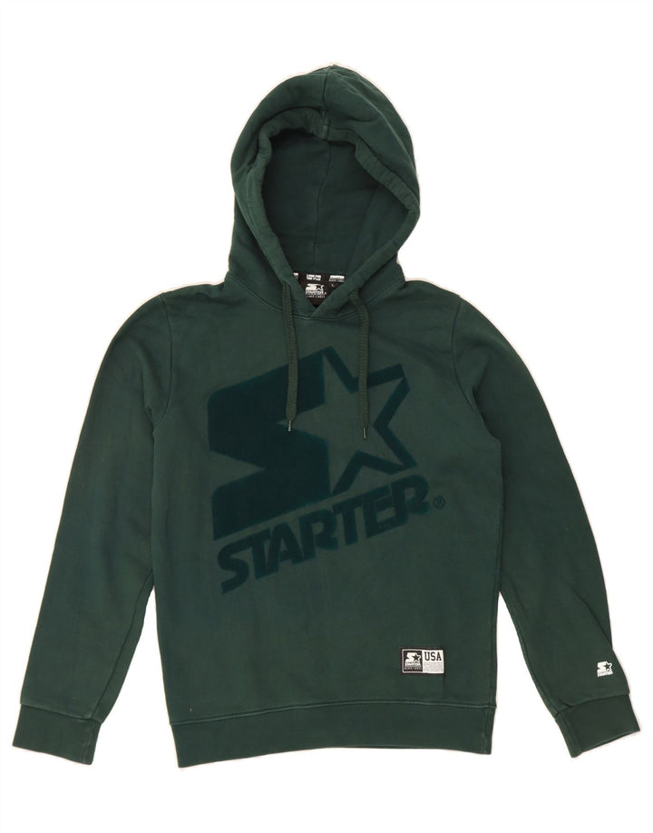 STARTER Mens Graphic Hoodie Jumper Large Green Cotton Vintage Starter and Second-Hand Starter from Messina Hembry 