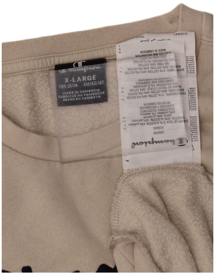 Felpa con grafica CHAMPION per ragazzi 13-14 anni XL in cotone beige