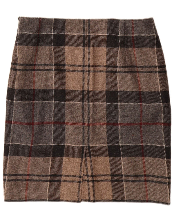 Gonna dritta da donna Barbour UK 14 grande W32 marrone a quadri