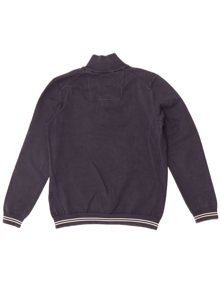 Felpa da uomo con zip e collo Hugo Boss, cotone medio blu navy
