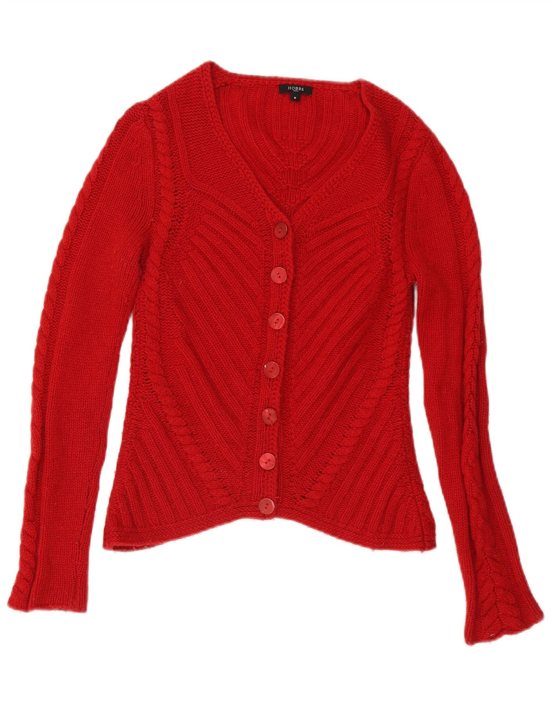 Maglione cardigan da donna Hobbs UK 8 piccolo lana d'agnello rossa
