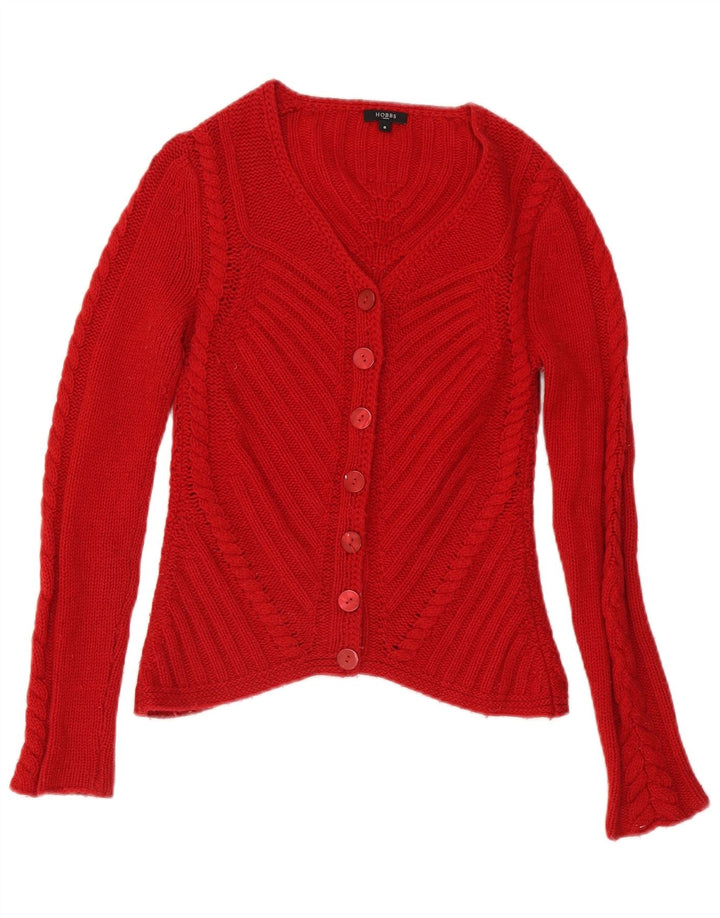 Maglione cardigan da donna Hobbs UK 8 piccolo lana d'agnello rossa