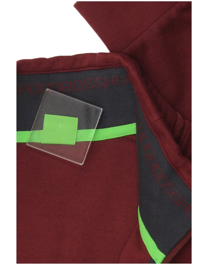 Giacca da ginnastica da uomo con vestibilità regolare HUGO BOSS, taglia grande, in cotone bordeaux