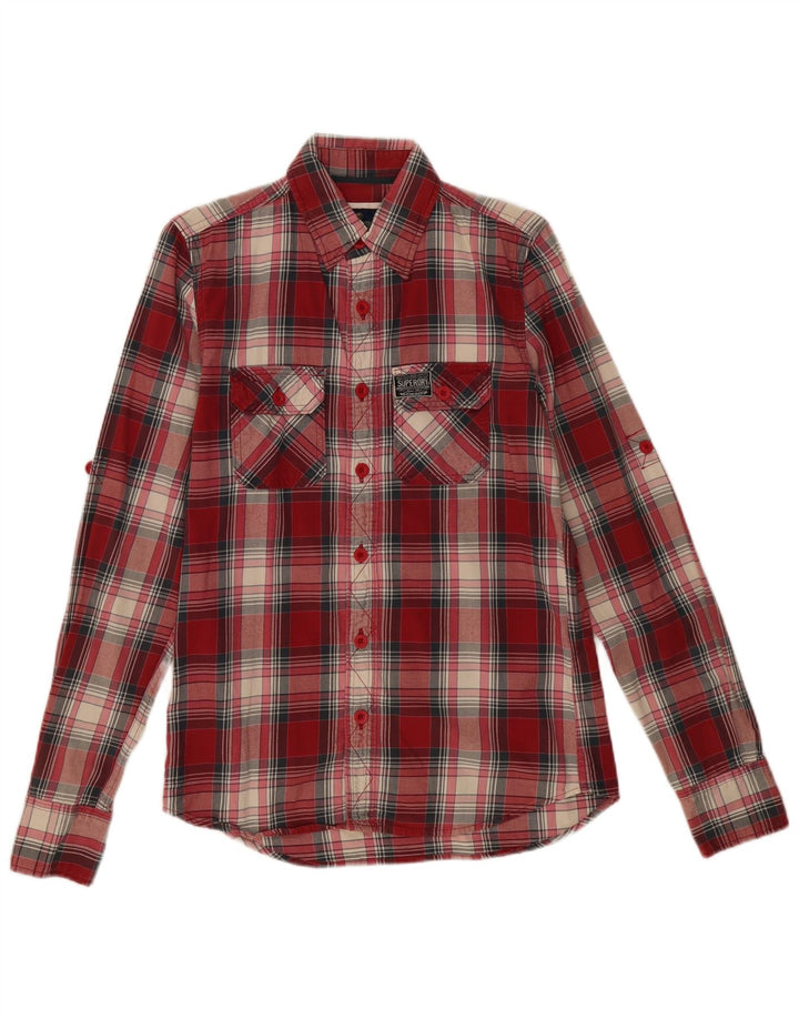 Camicia da uomo in flanella SUPERDRY a quadri rossi medi