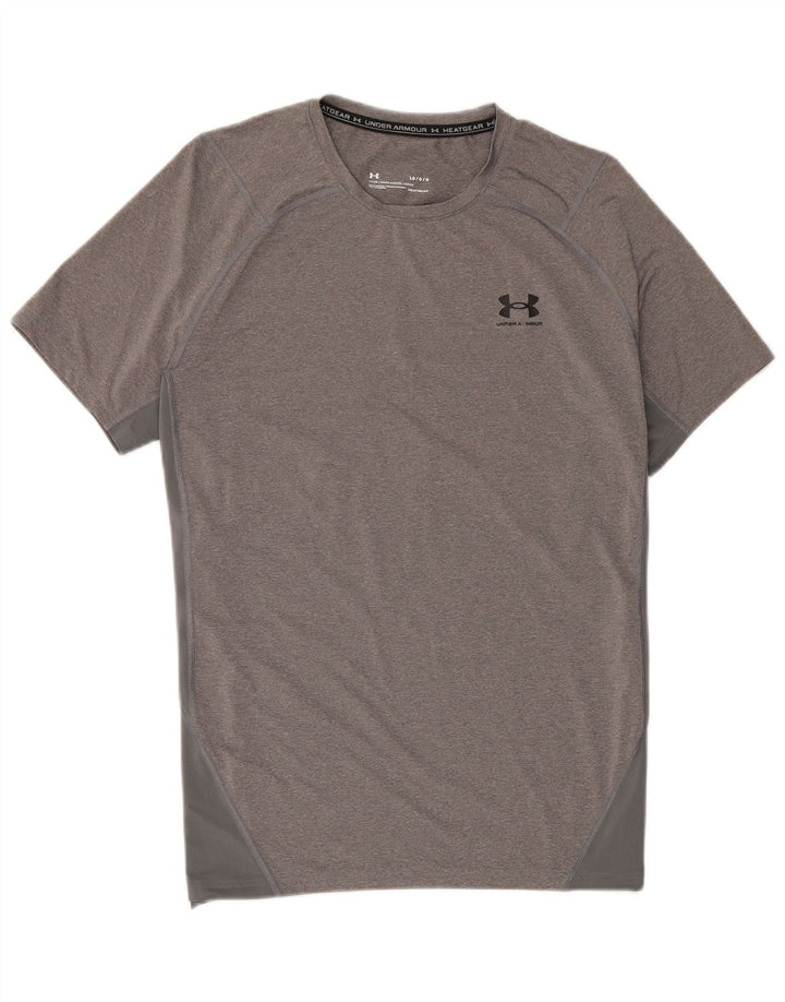 T-shirt aderente da uomo Under Armour Top grande grigio chiazzato