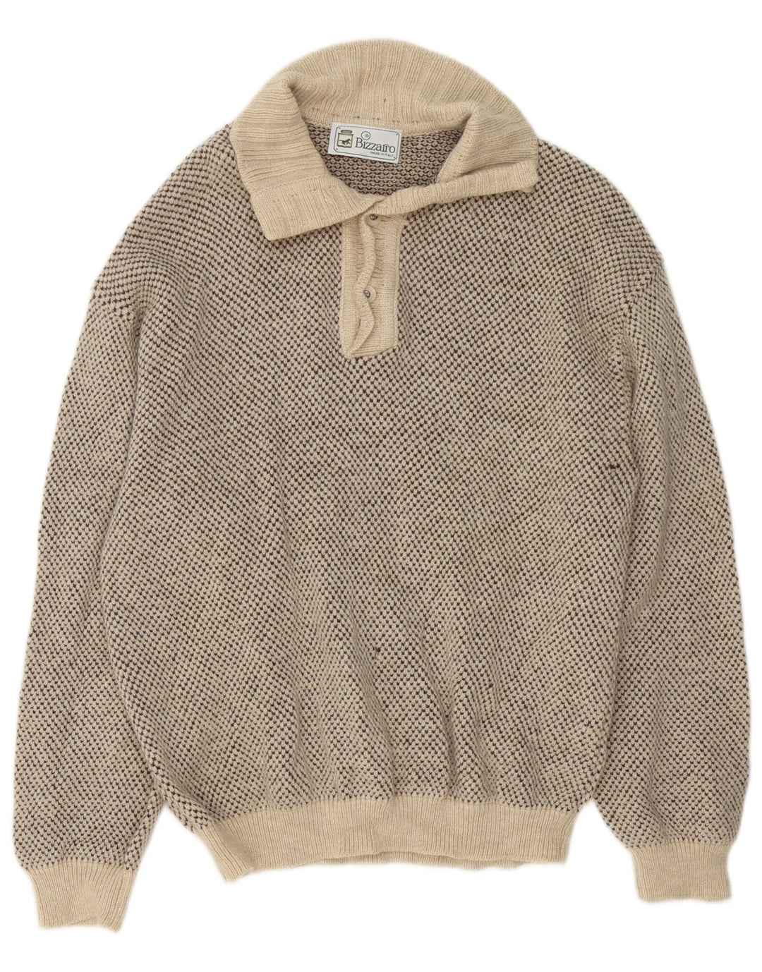 Maglione da uomo Bizzarro con collo a bottoni IT 48 Beige medio screziato