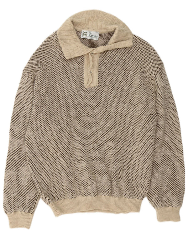 Maglione da uomo Bizzarro con collo a bottoni IT 48 Beige medio screziato