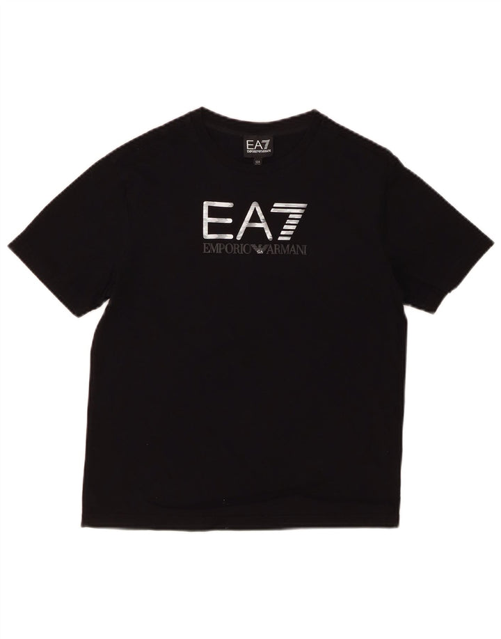 T-shirt grafica per ragazzi EMPORIO ARMANI 11-12 anni in cotone nero
