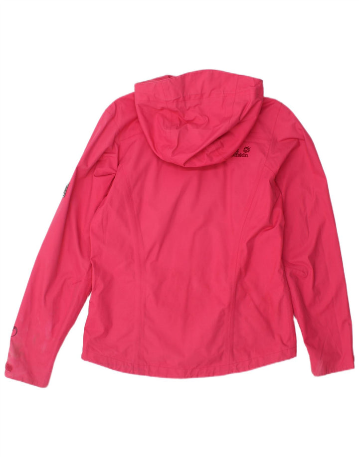 JACK WOLFSKIN Giacca antipioggia da donna con cappuccio UK 10 Small Rosa Poliammide