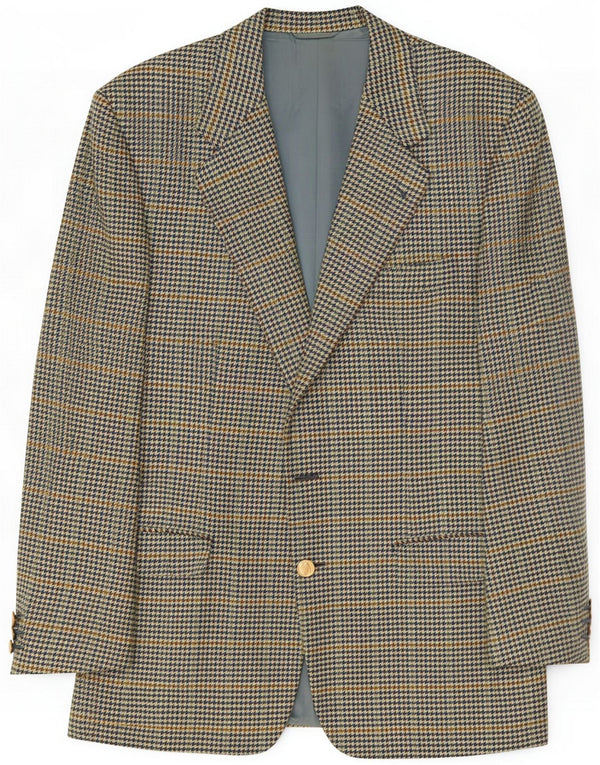 Burberrys Giacca blazer da uomo a 1 bottone IT 50 Large blu pied de poule in lana
