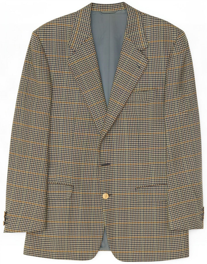 Burberrys Giacca blazer da uomo a 1 bottone IT 50 Large blu pied de poule in lana