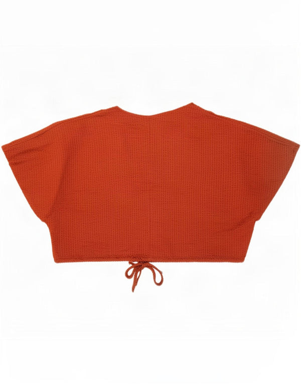 Zara Donna Trafaluc Crop Camicetta Oversize Top UK 14 Cotone Marrone Medio
