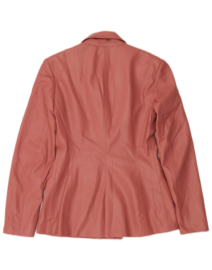 ZARA Womens Double Breasted Faux Leather Blazer Jacket UK 10 Small Pink