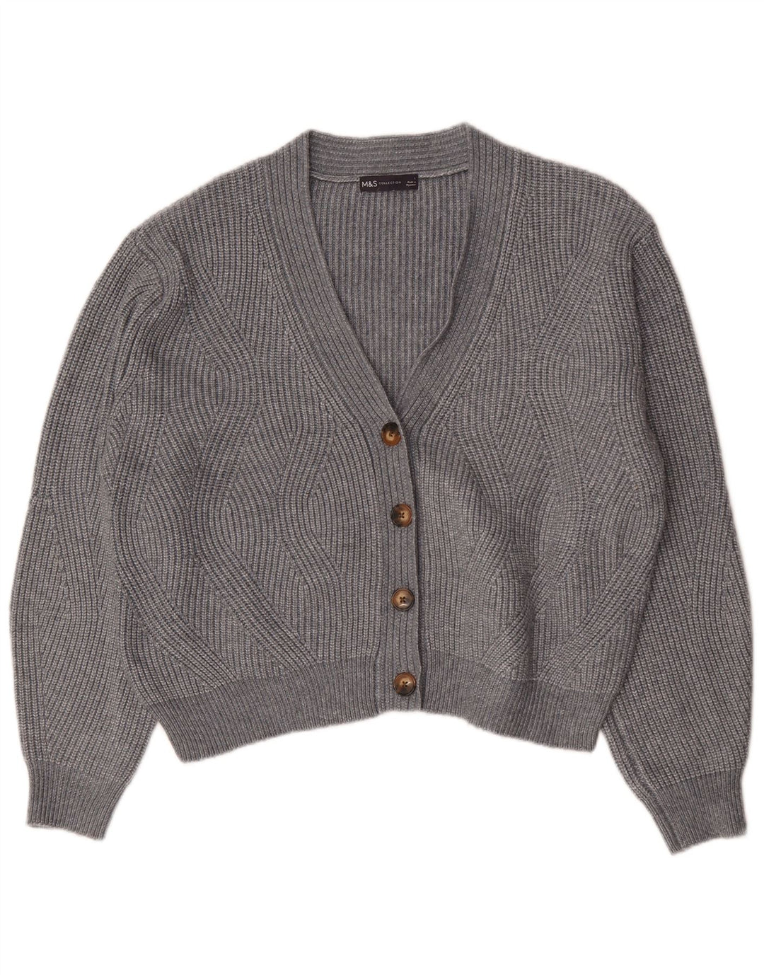 Maglione cardigan oversize da donna Marks & Spencer UK 16 grande grigio