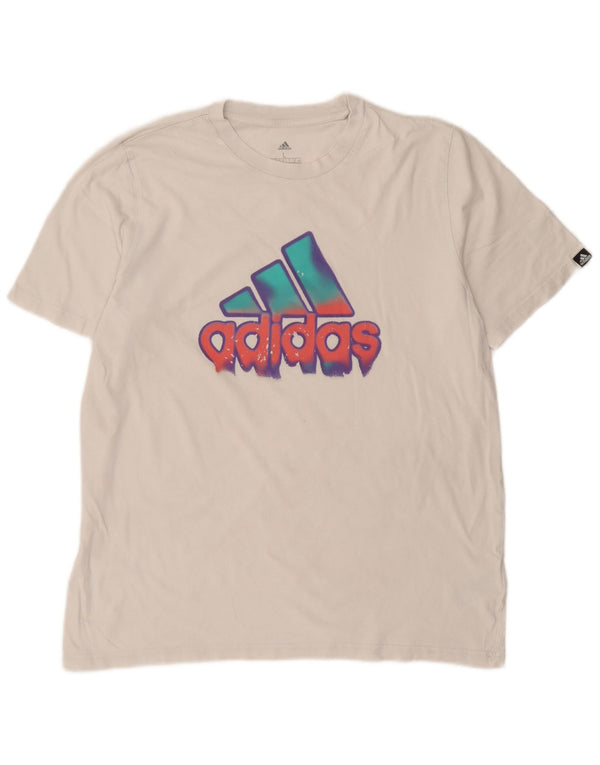 T-shirt grafica da uomo Adidas Top grande in cotone bianco