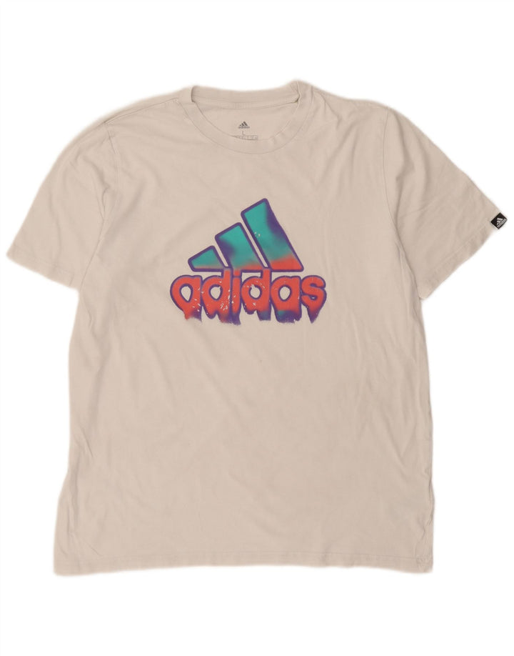T-shirt grafica da uomo Adidas Top grande in cotone bianco