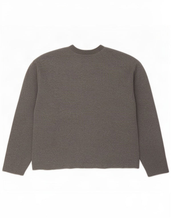 Maglione maglione con scollo a barca da donna Zara UK 14 Poliestere grigio medio