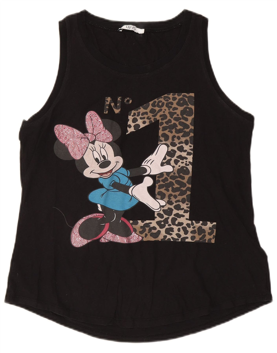 LIU JO Womens Graphic Vest Top UK 14 Medium Black