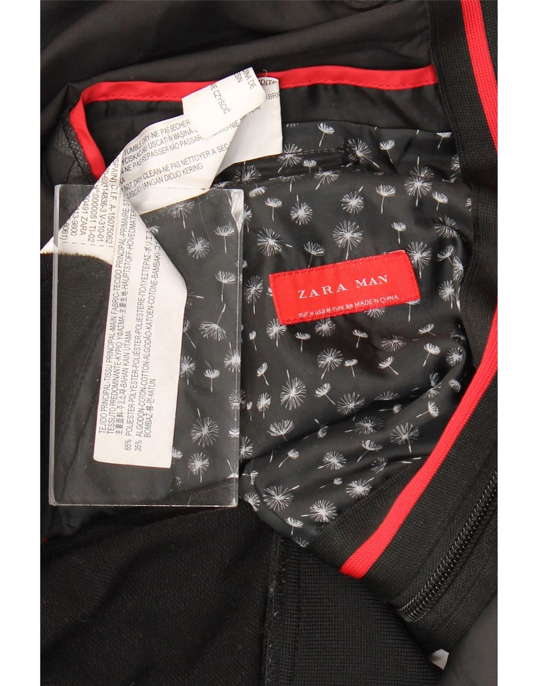 Giubbotto bomber con cappuccio da uomo Zara UK 38 poliestere color block medio nero