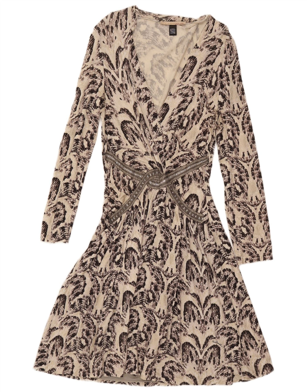 Abito da donna a trapezio con motivo astratto Roberto Cavalli IT 46 grande bianco sporco