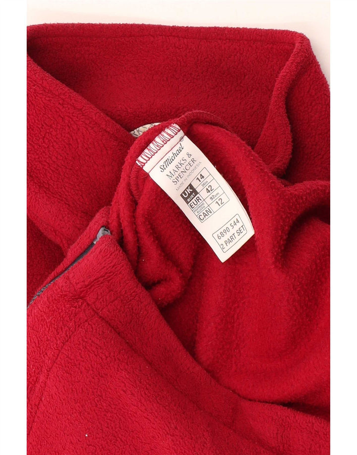 Giacca in pile oversize da donna Marks & Spencer UK 14 Large Rosso Poliestere